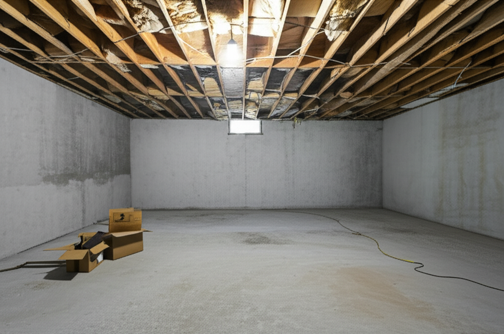 Finished Basement Living Space before